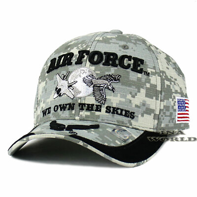 #ad U.S.AIR FORCE Hat USAF Cap #x27;WE OWN THE SKIES#x27; Licensed Baseball Cap Digital Camo $16.80