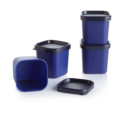 #ad NEW Tupperware set of 4 royal blue 2 oz Ramekins microwave container FrEeShIp $30.00