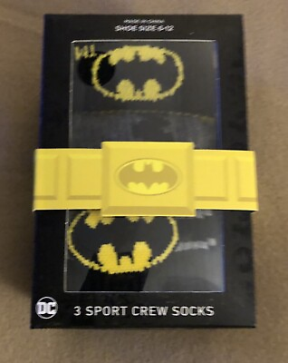 #ad 3 Pair DC Comics Batman Socks Gift Box Set Shoe Size 6 12 $17.99