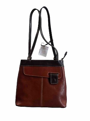 #ad Damp;D Firenze Italy Leather Backpack Or Shoulder Bag NWT Brown $135.59