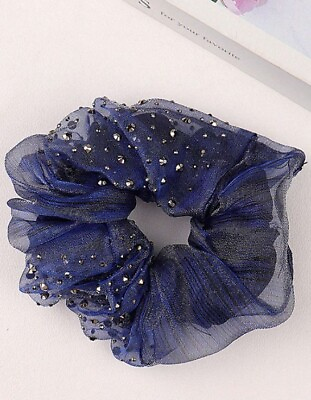#ad One Piece Large Rhinestone Sparkle Scrunchie Hair Tie in 4 Colors $10.49