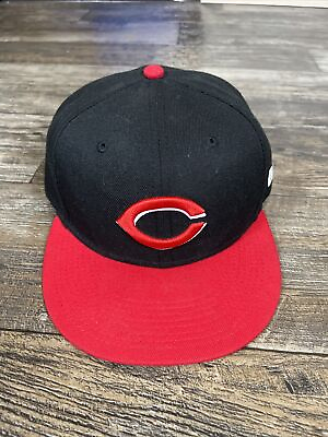 #ad Cincinnati Reds Hat Cap Fitted 7 1 2 Black New Era MLB Baseball Logo Sports Mens $19.99