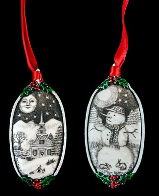 #ad #ad Double Sided Winter Themed Ornament. Moosup Valley Rachel Badeau Etched $33.15