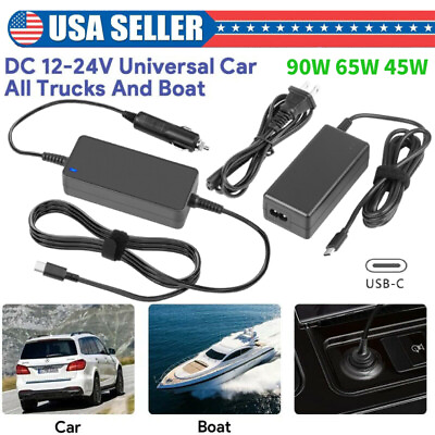 #ad Auto Car Notebook Power 90W Adapter Laptop Charger for Samsung Acer Asus USB C $14.99