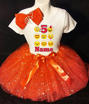 #ad Emojis 5th Fifth 5 Birthday ***With NAME*** Red Tutu Dress Fast Shipping $20.50