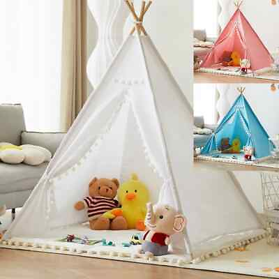 #ad Portable Children Tents Tipi Play House Kids Cotton Canvas Indian Play Tent $12.00