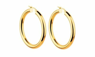 #ad 14K Yellow Gold 34mm Thickness High Polished Classic Hinged Hoop Earrings Silver $10.00
