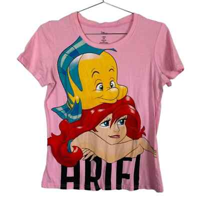 #ad Disney The Little Mermaid Ariel Graphic Tee Size M Pink Yellow $22.65