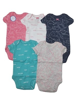 #ad Carters 5 Pack Bodysuits for Girls Newborn 3 6 9 or 12 Months Dino Unicorn $5.95