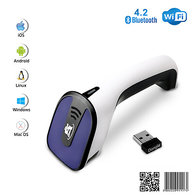 #ad 1D 2D Wireless Bluetooth Barcode Scanner: 3 in 1 Handheld USB QR Code Reader $59.95