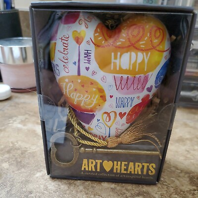 #ad MARGARET BERG Designed Art Heart SCULPTURE amp; KEY Friends Happy Happy Happy $26.50