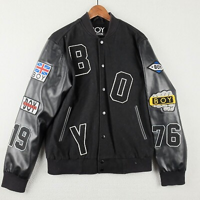#ad BOY LONDON Varsity Jacket Bomber with Patches Union Jack Men#x27;s Large $129.95