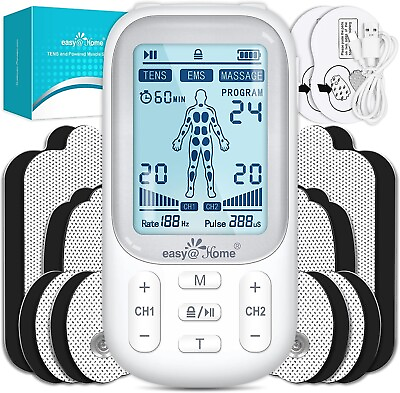 #ad Easy@Home Electronic TENS Unit: Pain Relief Therapy EMS Pulse Massager EHE020 $36.99