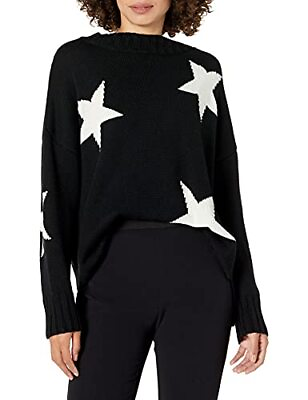 #ad Women#x27;s Intarsia Sweater – Star Lightning Bolt Heart Large Black White Star $87.37