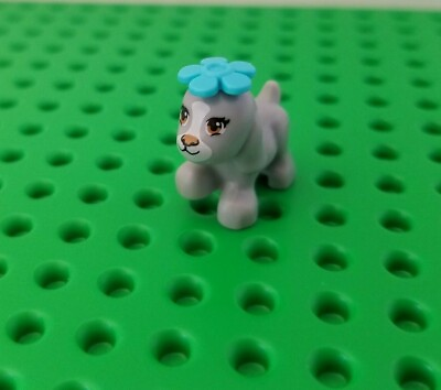#ad Lego Dog Friends Gray with White Eyelashes Flower Mini Doll Pet Animal Minidoll $3.46
