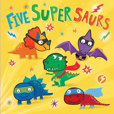 #ad Five Super Saurs Children#x27;S Touch and Feel Sound Book with Superhero Dinosaur $21.95