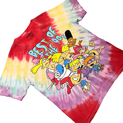 #ad #ad Nickelodeon Best of the 90#x27;s Tie Dye Graphic T Shirt Medium Ren Rugrats Arnold $18.88
