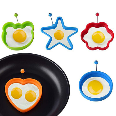 #ad US 4PCS Silicone Egg Frying Mold Ring Pancake Silicone Non stick Mould Tool Pan $8.69