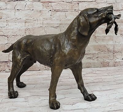 #ad HUGE BRONZE LABRADOR GOLDEN RETRIEVER HUNTING DOG amp; BIRD STATUE SCULPTURE ART $349.50
