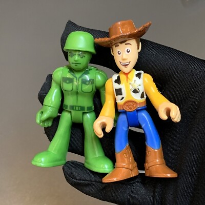 #ad 2pcs Imaginext Disney Pixar Toy Story Cowboy Woody amp; Army Men Fisher Price Toys C $6.35