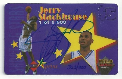 #ad UNC Jerry Stackhouse Signed Certified On Card Auto 1995 Sig Rookies Tetrad TD $29.99