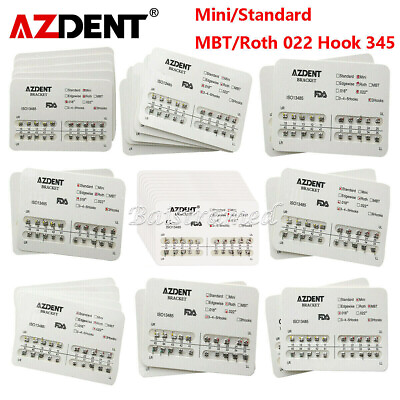 #ad AZDENT Dental Orthodonic Bracket Brace Mini Standard Roth MBT 018 022 Hook 3 345 $80.99
