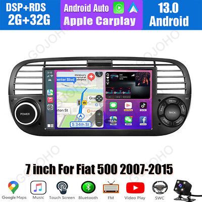 #ad 7quot; Android 13 Carplay Car GPS WIFI Navi IPS Radio Stereo For Fiat 500 2007 2015 $125.99