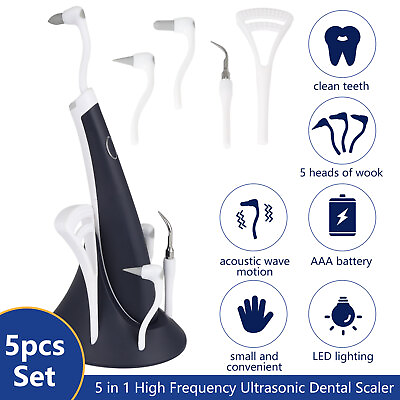#ad USA 5 In 1 Electric Ultrasonic Dental Scaler Tooth Cleaner Stain Remover Tool $13.49