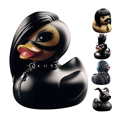 #ad Gothic Punk Duck Statue Ornament Black Ducks Figurine Home Tabletop Decoration $14.37