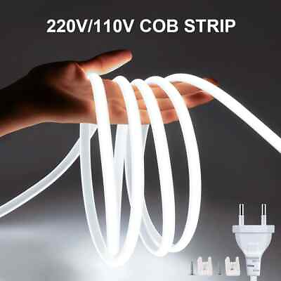 #ad 1 25 meter 110V COB LED Neon Strip Light Waterproof Flexible Tape Kitchen indoor $19.99