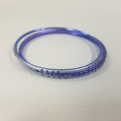 #ad Vintage 3 set RHINESTONE Bangle Bracelets Blue $11.99