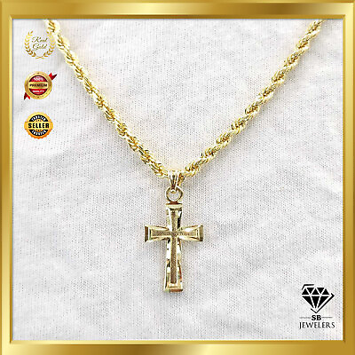 #ad Elegant 10k Yellow Gold Cross Pendant 1.1g Shinny Church Charm for Unisex Adults $70.89