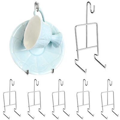 #ad 8 Pieces Tea Cup and Saucer Display Stand Holder Rack Metal Cup Saucer Holder... $36.09