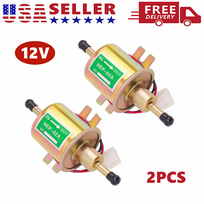 #ad 2 Packs 12V Electric Fuel Pump HEP 02A Universal Inline Low Pressure Gas Diesel $17.99