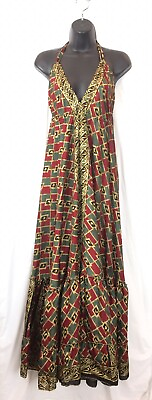 #ad Women’s Maxi Dress Umpire Boho Vacation Full Skirt Backless Low Back Tiered Sz S $39.99