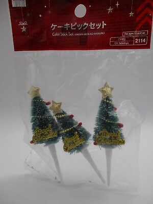 #ad Christmas Food Picks 3pcs Tree For Lunch Box Bento cake　DAISO $3.99