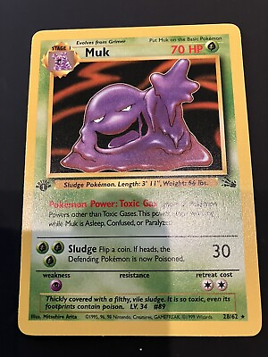 #ad Pokémon TCG Muk Fossil 13 1st Edition Non Holo Rare Lp $7.99