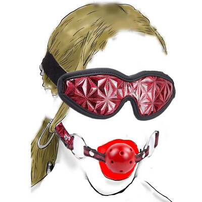 #ad Open Mouth Ball Gag Harness Blindfold Eye Mask Bondage Slave Cosplay Game Adults $6.99