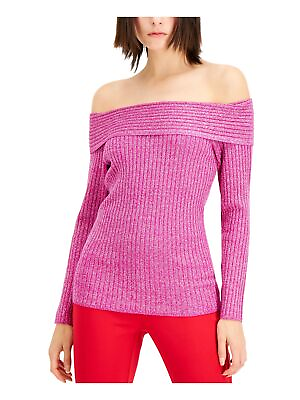 #ad INC Womens Glitter Ribbed Long Sleeve Off Shoulder Party Blouse $7.99