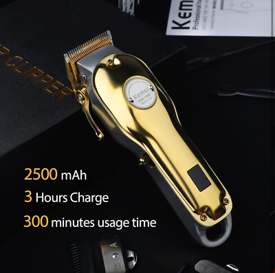 #ad Kemei Golden Cordless Professional Hair Clippers Hair Trimmer For Men Stylist $34.99