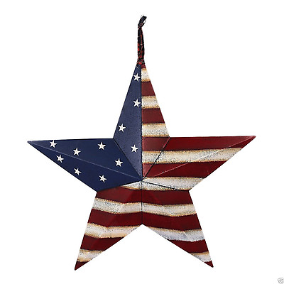 #ad 16.5quot; July of 4th Americana Patriotic Wall Art Decor American Flag 3D Barn Star $23.99
