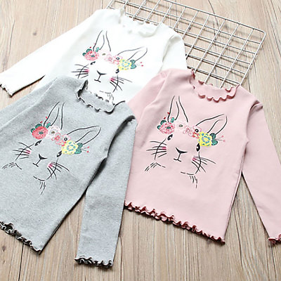 #ad US Stock Toddler Long Sleeve Ruffle Rabbit Easter Bunny Graphic Top Tee Shirts $11.99