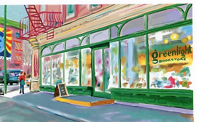 #ad Greenlight Bookstore Brooklyn New York Art by Bob Eckstein POSTCARD $3.99