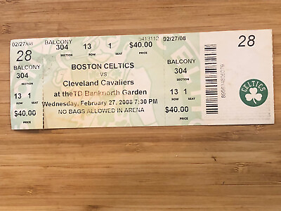 #ad LEBRON JAMES 10000 Points Game Full Ticket 2 27 08 v Boston Celtics Ticket Stub $249.00