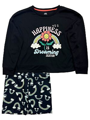 #ad Justice Girls Rainbow Happiness is Dreaming Flower Pajamas Lounge Sleep Set $29.99