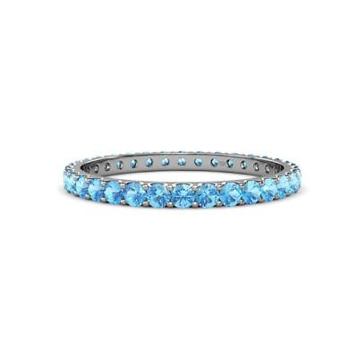 #ad #ad Blue Topaz 2.40 mm U Prong Women Eternity Band Sterling Silver $33.47