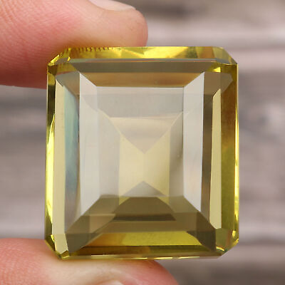 #ad Faceted Yellow Citrine 67.5 Ct. Emerald Cut Brazilian Loose Gemstone GS 287 $17.54