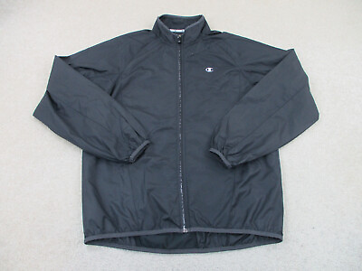 Champion Jacket Adult Medium Black White Lightweight Windbreaker Zip Coat Mens * $19.90