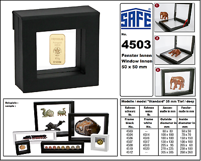 #ad Schweberahmen Goldbarren Schwarz SAFE 4503 Maße Innen 50x50mm Außen 80x80x35mm EUR 12.16