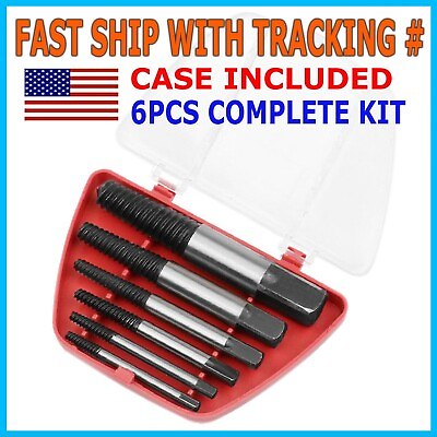 #ad 6 PC Screw Extractor Set Easy Out Drill Bits Guide Broken Screws Bolt Remover $6.79